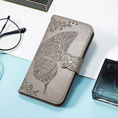 Funda de Cuero Cartera con Soporte Patron de Moda Carcasa H08 para Apple iPhone 15 Pro Max Gris