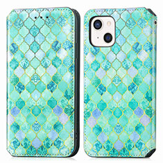 Funda de Cuero Cartera con Soporte Patron de Moda Carcasa H09 para Apple iPhone 13 Mini Verde