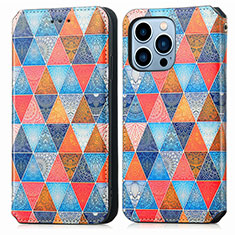 Funda de Cuero Cartera con Soporte Patron de Moda Carcasa H10 para Apple iPhone 13 Pro Multicolor