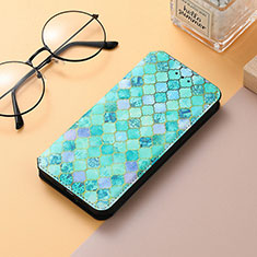 Funda de Cuero Cartera con Soporte Patron de Moda Carcasa H10 para Apple iPhone 15 Plus Verde