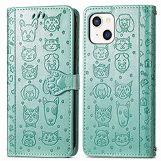 Funda de Cuero Cartera con Soporte Patron de Moda Carcasa H11 para Apple iPhone 14 Plus Verde