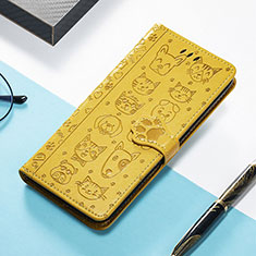 Funda de Cuero Cartera con Soporte Patron de Moda Carcasa H11 para Apple iPhone 15 Pro Max Amarillo