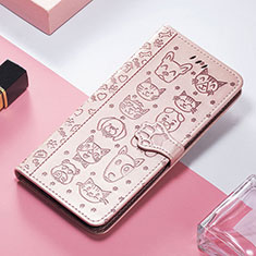 Funda de Cuero Cartera con Soporte Patron de Moda Carcasa H11 para Apple iPhone 16 Pro Oro Rosa