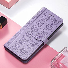 Funda de Cuero Cartera con Soporte Patron de Moda Carcasa H12 para Apple iPhone 15 Morado