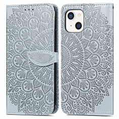 Funda de Cuero Cartera con Soporte Patron de Moda Carcasa H13 para Apple iPhone 13 Mini Gris