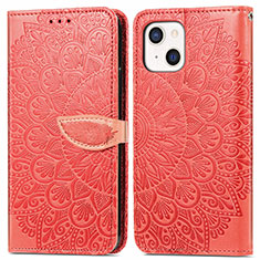 Funda de Cuero Cartera con Soporte Patron de Moda Carcasa H13 para Apple iPhone 13 Mini Rojo