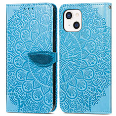 Funda de Cuero Cartera con Soporte Patron de Moda Carcasa H13 para Apple iPhone 15 Azul