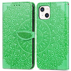 Funda de Cuero Cartera con Soporte Patron de Moda Carcasa H13 para Apple iPhone 15 Plus Verde