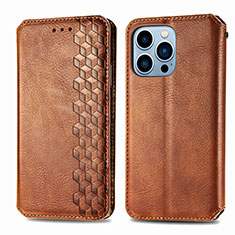 Funda de Cuero Cartera con Soporte Patron de Moda Carcasa H15 para Apple iPhone 13 Pro Marron