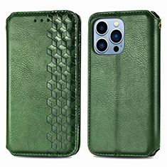 Funda de Cuero Cartera con Soporte Patron de Moda Carcasa H15 para Apple iPhone 13 Pro Verde