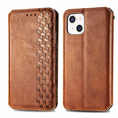 Funda de Cuero Cartera con Soporte Patron de Moda Carcasa H15 para Apple iPhone 15 Marron