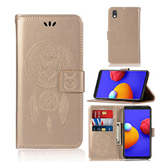 Funda de Cuero Cartera con Soporte Patron de Moda Carcasa JX1 para Samsung Galaxy A01 Core Oro