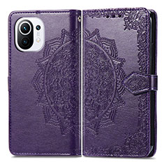 Funda de Cuero Cartera con Soporte Patron de Moda Carcasa L01 para Xiaomi Mi 11 Lite 4G Morado