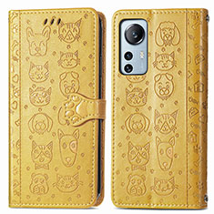 Funda de Cuero Cartera con Soporte Patron de Moda Carcasa L01 para Xiaomi Mi 12 Lite 5G Amarillo