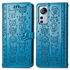 Funda de Cuero Cartera con Soporte Patron de Moda Carcasa L01 para Xiaomi Mi 12 Lite 5G Azul