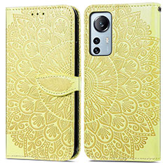 Funda de Cuero Cartera con Soporte Patron de Moda Carcasa L02 para Xiaomi Mi 12 5G Amarillo