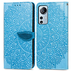 Funda de Cuero Cartera con Soporte Patron de Moda Carcasa L02 para Xiaomi Mi 12 5G Azul Cielo