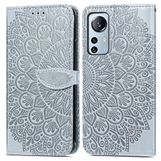 Funda de Cuero Cartera con Soporte Patron de Moda Carcasa L02 para Xiaomi Mi 12 5G Gris