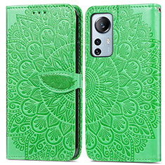 Funda de Cuero Cartera con Soporte Patron de Moda Carcasa L02 para Xiaomi Mi 12 Pro 5G Verde