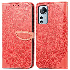 Funda de Cuero Cartera con Soporte Patron de Moda Carcasa L02 para Xiaomi Mi 12S Pro 5G Rojo