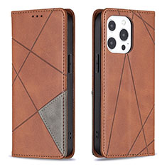 Funda de Cuero Cartera con Soporte Patron de Moda Carcasa L04 para Apple iPhone 13 Pro Max Marron