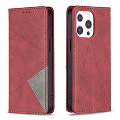 Funda de Cuero Cartera con Soporte Patron de Moda Carcasa L04 para Apple iPhone 13 Pro Rojo