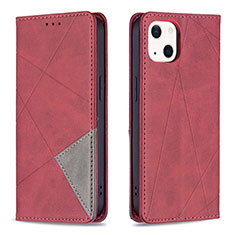 Funda de Cuero Cartera con Soporte Patron de Moda Carcasa L04 para Apple iPhone 13 Rojo