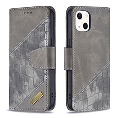 Funda de Cuero Cartera con Soporte Patron de Moda Carcasa L05 para Apple iPhone 13 Mini Gris