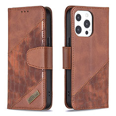 Funda de Cuero Cartera con Soporte Patron de Moda Carcasa L05 para Apple iPhone 13 Pro Max Marron