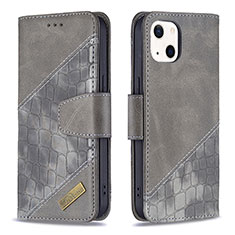 Funda de Cuero Cartera con Soporte Patron de Moda Carcasa L05 para Apple iPhone 15 Gris