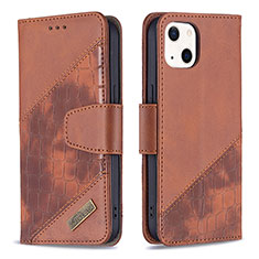 Funda de Cuero Cartera con Soporte Patron de Moda Carcasa L05 para Apple iPhone 15 Marron