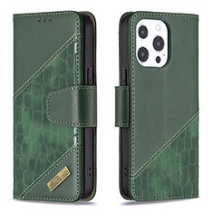 Funda de Cuero Cartera con Soporte Patron de Moda Carcasa L05 para Apple iPhone 15 Pro Max Verde