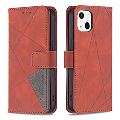 Funda de Cuero Cartera con Soporte Patron de Moda Carcasa L06 para Apple iPhone 13 Marron