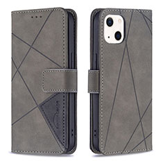 Funda de Cuero Cartera con Soporte Patron de Moda Carcasa L06 para Apple iPhone 14 Plus Gris