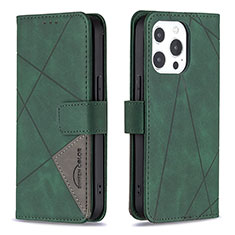 Funda de Cuero Cartera con Soporte Patron de Moda Carcasa L06 para Apple iPhone 14 Pro Max Verde