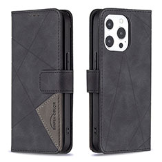 Funda de Cuero Cartera con Soporte Patron de Moda Carcasa L06 para Apple iPhone 14 Pro Negro