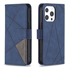 Funda de Cuero Cartera con Soporte Patron de Moda Carcasa L06 para Apple iPhone 15 Pro Azul