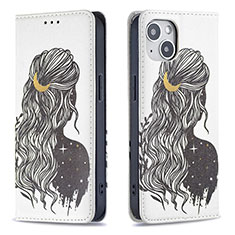 Funda de Cuero Cartera con Soporte Patron de Moda Carcasa para Apple iPhone 13 Mini Gris