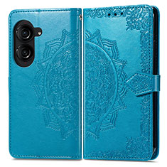 Funda de Cuero Cartera con Soporte Patron de Moda Carcasa para Asus ZenFone 10 Azul