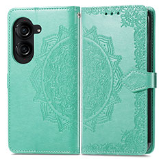 Funda de Cuero Cartera con Soporte Patron de Moda Carcasa para Asus ZenFone 10 Verde