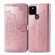 Funda de Cuero Cartera con Soporte Patron de Moda Carcasa para Google Pixel 4a 5G Oro Rosa