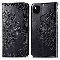 Funda de Cuero Cartera con Soporte Patron de Moda Carcasa para Google Pixel 4a Negro