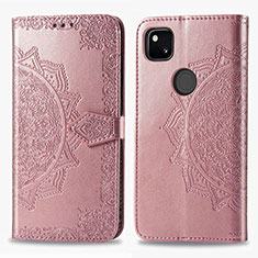 Funda de Cuero Cartera con Soporte Patron de Moda Carcasa para Google Pixel 4a Oro Rosa