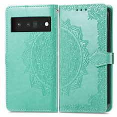 Funda de Cuero Cartera con Soporte Patron de Moda Carcasa para Google Pixel 6 Pro 5G Verde