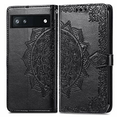 Funda de Cuero Cartera con Soporte Patron de Moda Carcasa para Google Pixel 6a 5G Negro