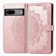 Funda de Cuero Cartera con Soporte Patron de Moda Carcasa para Google Pixel 7 5G Oro Rosa