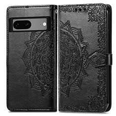 Funda de Cuero Cartera con Soporte Patron de Moda Carcasa para Google Pixel 7a 5G Negro