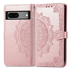 Funda de Cuero Cartera con Soporte Patron de Moda Carcasa para Google Pixel 7a 5G Oro Rosa