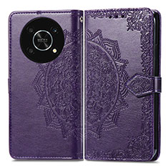 Funda de Cuero Cartera con Soporte Patron de Moda Carcasa para Huawei Enjoy 50 Pro Morado