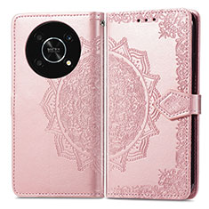 Funda de Cuero Cartera con Soporte Patron de Moda Carcasa para Huawei Enjoy 50 Pro Oro Rosa